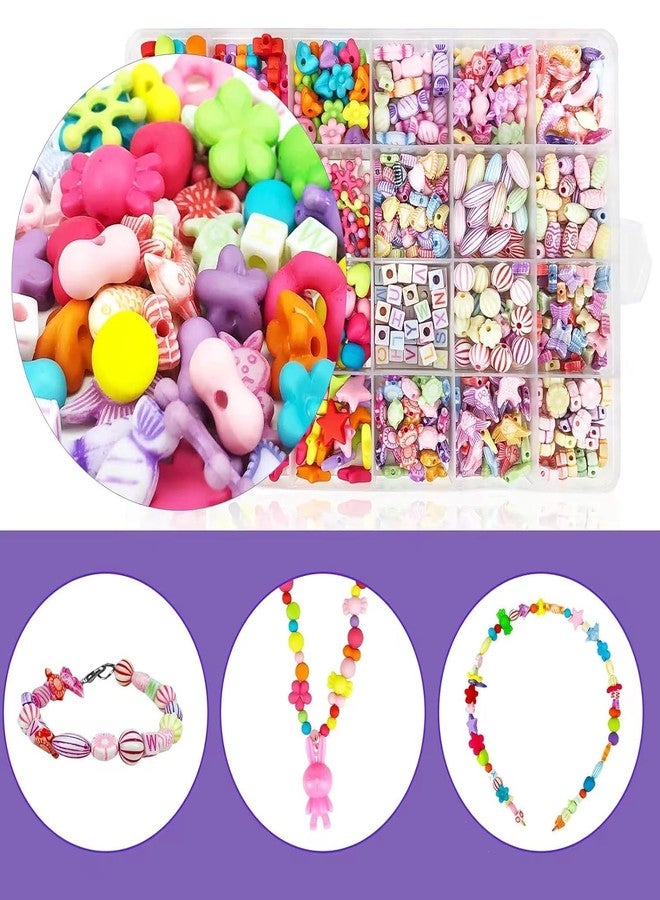 MATSON Plastic Beads for Kids Crafts Children's Jewelry Making Kit DIY Bracelets Necklace Hairband and Rings Craft Kits Birthday for 4, 5, 6, 7-Year-Old Little Girls(DIYBeadsSet) Multicolor - Image 4
